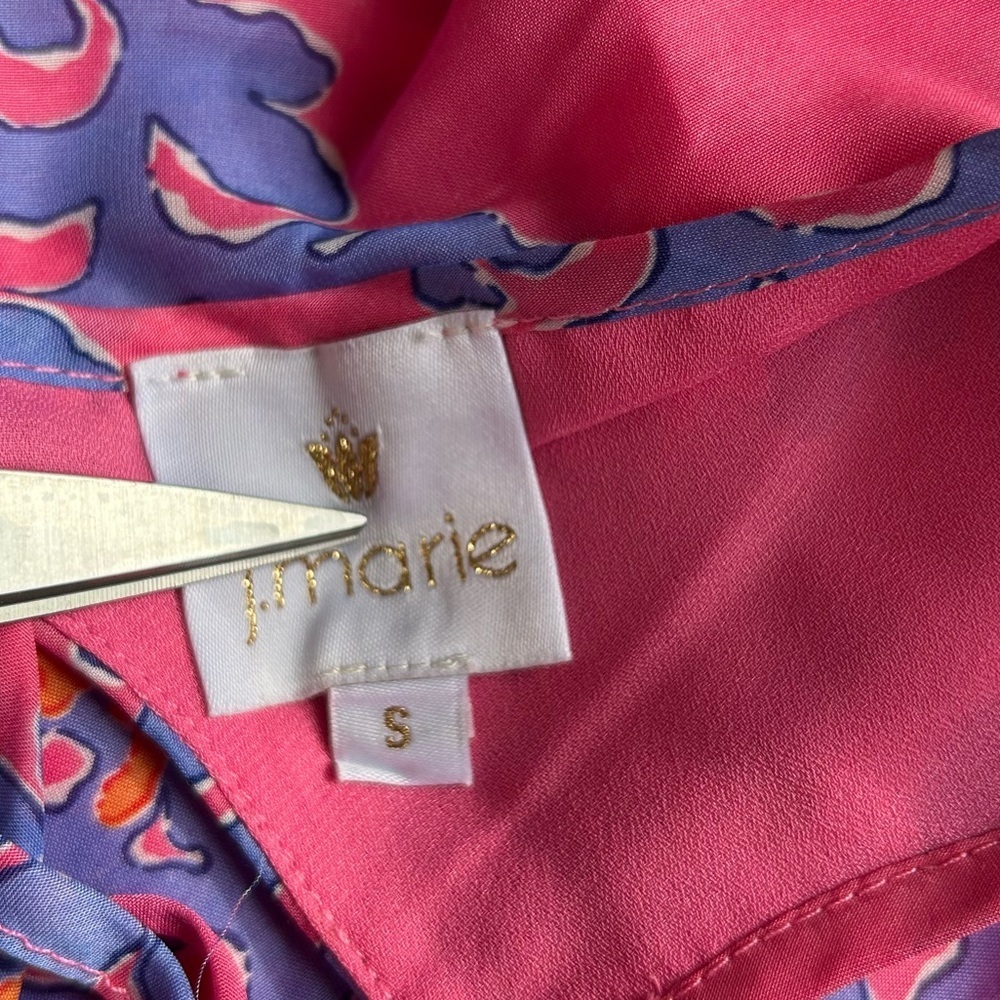 NWT J.Marie Pink Blue The Piper Floral Ruffle Dress Sz S - Picture 13 of 16